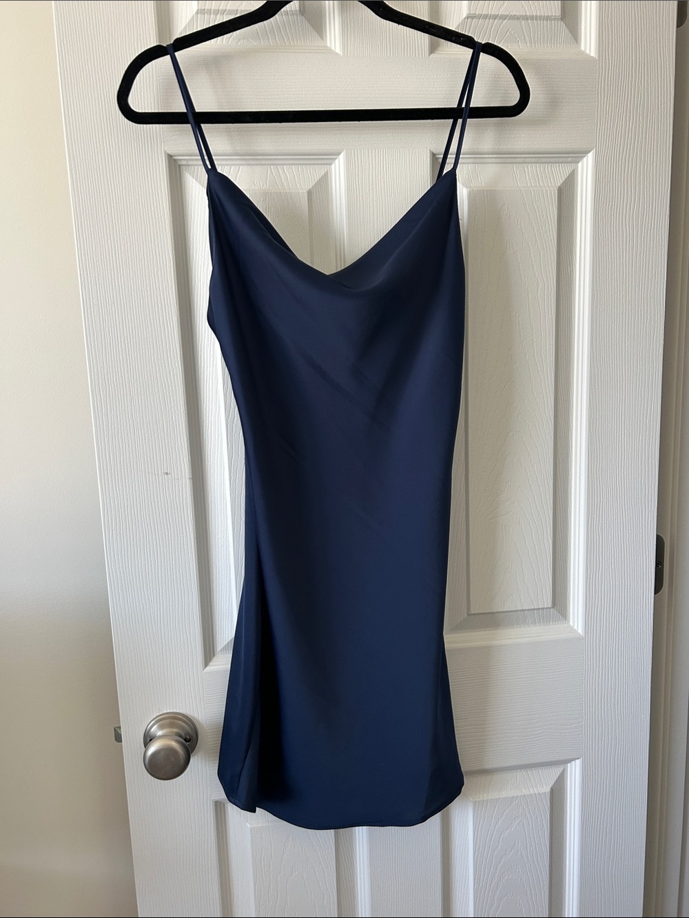 Navy Cowl Neck Slip Dress urban outfitters medium
